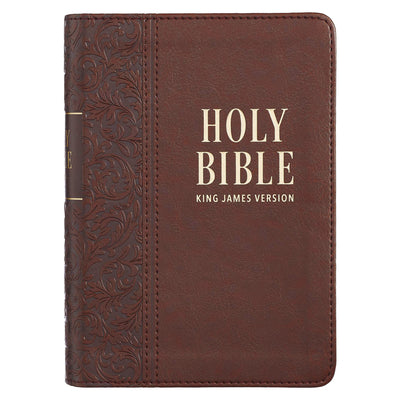 Cover Image for KJV Bible Compact Large Print (Faux Leather, Medium Brown) -- Christian Art Gifts, Leather