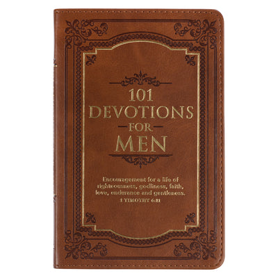 Cover Image for 101 Devotions for Men, Encouragement for a Life of Faith, Brown Faux Leather Flexcover -- Christian Art Gifts, Leather