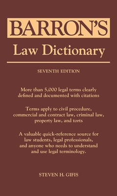 Cover Image for Law Dictionary -- Steven H. Gifis, Paperback