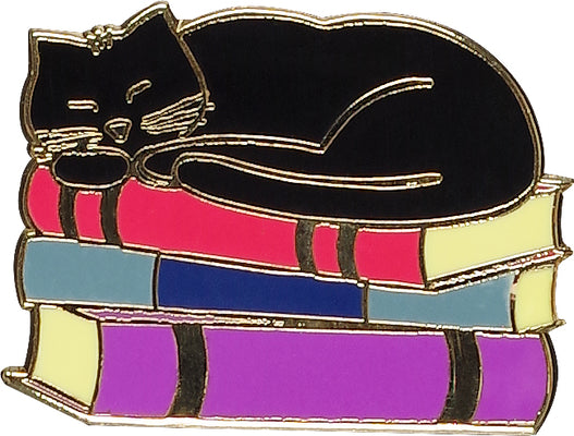 Cover Image for Cat with Books Hard Enamel Pin (Cloisonne Pin) -- Peter Pauper Press Inc, Other
