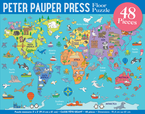 Cover Image for World Map Floor Puzzle (48 Pieces) (36 Inches Wide X 24 Inches High) -- Peter Pauper Press, Other