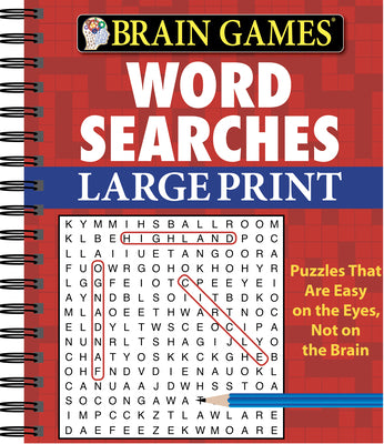 Brain Games - Word Searches - Large Print (Red) -- Publications International Ltd, Spiral
