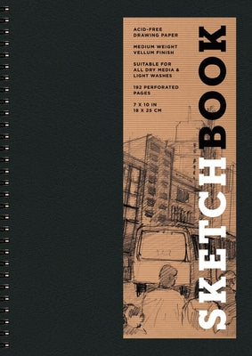 Cover Image for Sketchbook 7 X 10 Black Spiral Hardcover Mixed Media Sketchbook for Drawing: Acid-Free Quality Paper (128 Pages) -- Union Square & Co, Paperback