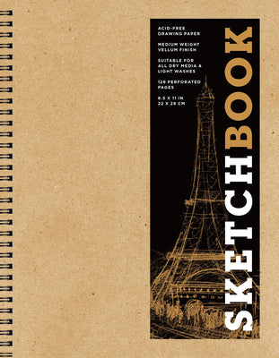 Cover Image for Sketchbook 8.5 X 11 Kraft Spiral Hardcover Mixed Media Sketchbook for Drawing: Acid-Free Quality Paper (128 Pages) -- Union Square & Co, Spiral