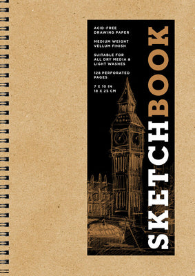 Cover Image for Sketchbook 7 X 10 Kraft Spiral Hardcover Mixed Media Sketchbook for Drawing: Acid-Free Quality Paper (128 Pages) -- Union Square & Co, Spiral
