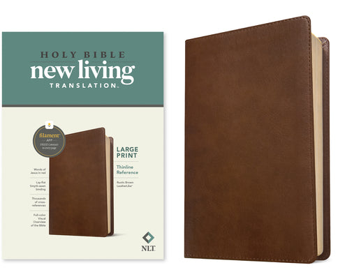 Cover Image for NLT Large Print Thinline Reference Bible, Filament Enabled Edition (Red Letter, Leatherlike, Rustic Brown) -- New Living Translation, Leather / Fine Binding