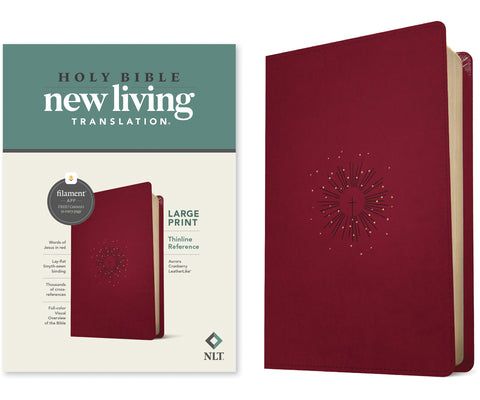 Cover Image for NLT Large Print Thinline Reference Bible, Filament Enabled Edition (Red Letter, Leatherlike, Berry) -- New Living Translation, Leather / Fine Binding