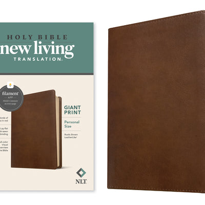 NLT Personal Size Giant Print Bible, Filament Enabled Edition (Red Letter, Leatherlike, Rustic Brown) -- Tyndale, Imitation Leather