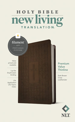 Cover Image for NLT Premium Value Thinline Bible, Filament Enabled (Leatherlike, Dark Brown Cross) -- New Living Translation, Imitation Leather