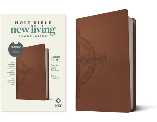 Cover Image for NLT Large Print Premium Value Thinline Bible, Filament Enabled (Leatherlike, Brown Celtic Cross) -- New Living Translation, Imitation Leather