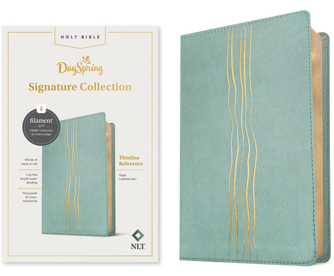Cover Image for NLT Thinline Reference Bible, Dayspring Signature Collection, Filament Enabled (Leatherlike, Sage, Red Letter) -- New Living Translation, Leather / Fine Binding