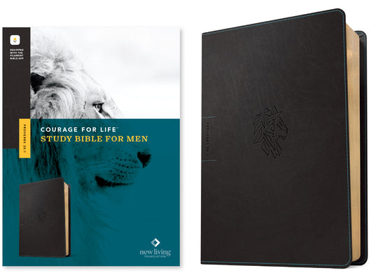 Cover Image for NLT Courage for Life Study Bible for Men, Filament Enabled (Leatherlike, Onyx Lion) -- New Living Translation, Leather / Fine Binding