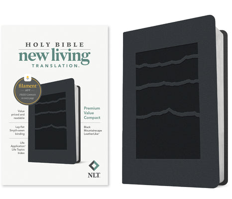 Cover Image for NLT Premium Value Compact Bible, Filament Enabled (Leatherlike, Black Mountainscape) -- New Living Translation, Leather / Fine Binding