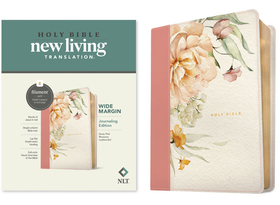 Cover Image for NLT Wide Margin Bible, Filament Enabled (Leatherlike, Dusty Pink Blossoms, Red Letter) -- New Living Translation, Imitation Leather