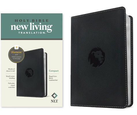 Cover Image for NLT Compact Bible, Filament Enabled (Leatherlike, Regal Lion Black, Red Letter) -- New Living Translation, Leather / Fine Binding