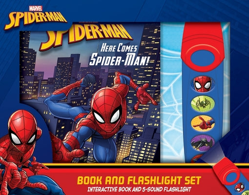 Cover Image for Marvel Spider-Man: Here Comes Spider-Man! Book and 5-Sound Flashlight Set [With Flashlight and Battery] -- Pi Kids, Hardcover