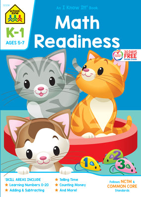 Cover Image for School Zone Math Readiness Grades K-1 Workbook -- School Zone, Paperback