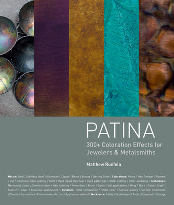 Cover Image for Patina: 300+ Coloration Effects for Jewelers & Metalsmiths -- Matthew Runfola, Hardcover