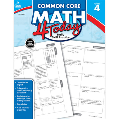 Cover Image for Common Core Math 4 Today, Grade 4: Daily Skill Practice Volume 7 -- Erin McCarthy, Paperback