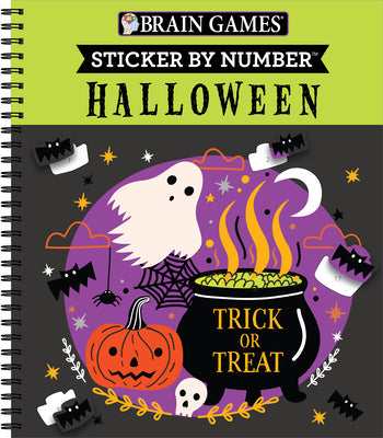 Brain Games - Sticker by Number: Halloween (Trick or Treat Cover): Volume 2 -- Publications International Ltd, Spiral Bound, Comb or Coil