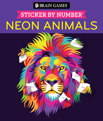 Cover Image for Brain Games - Sticker by Number: Neon Animals (28 Images to Sticker) -- Publications International Ltd, Paperback