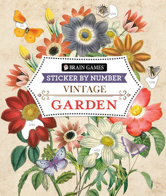 Brain Games - Sticker by Number - Vintage: Garden (28 Images to Sticker) -- Publications International Ltd, Paperback