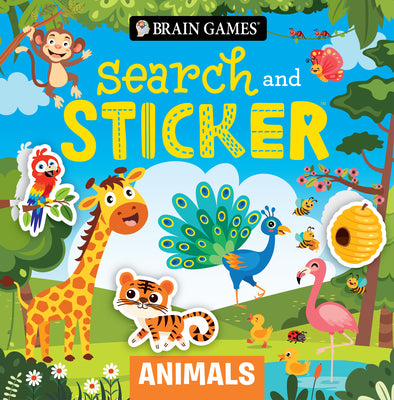 Cover Image for Brain Games - Search and Sticker: Animals (for Kids Ages 3-6) -- Publications International Ltd, Paperback
