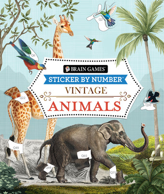 Cover Image for Brain Games - Sticker by Number - Vintage: Animals (28 Images to Sticker) -- Publications International Ltd, Paperback