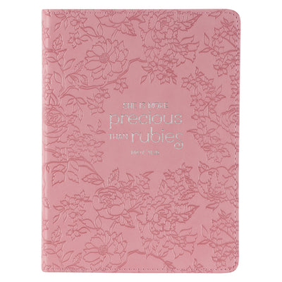 Cover Image for Christian Art Gifts Strawberry Pink Floral Vegan Leather Small Journal Inspirational Scripture Women's Notebook More Precious Than Rubies Bible Verse -- Christianart Gifts, Leather