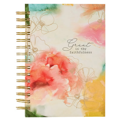 Cover Image for Christian Art Gifts Journal W/Scripture for Women Great Is Thy Faithfulness Watercolor Red/Yellow 192 Ruled Pages, Large Hardcover Notebook, Wire Boun -- Christianart Gifts, Spiral