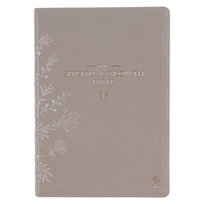 Cover Image for Nlt, the Spiritual Growth Bible (Faux Leather, Taupe Floral Embroidered) -- Christian Art Gifts, Leather / Fine Binding