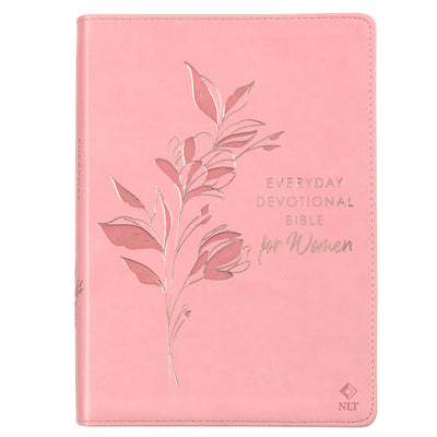 Cover Image for Devotional Bible NLT for Women (Faux Leather, Pink) -- Christian Art Gifts, Leather / Fine Binding