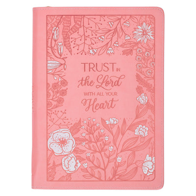 Cover Image for Christian Art Gifts Pink Vegan Leather Zipped Journal, Inspirational Women's Notebook Trust in the Lord Scripture, Flexible Cover, 336 Ruled Pages, Ri -- Christian Art Gifts, Leather
