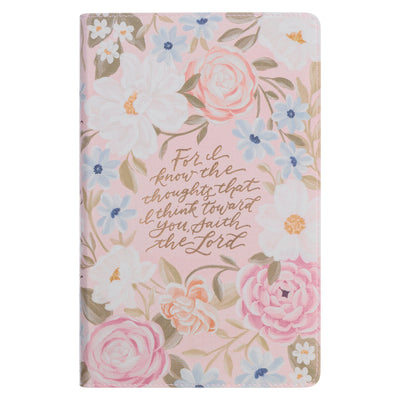 Cover Image for KJV Bible Giant Print Faux Leather for I Know the Plans, Pink Floral Printed Jer. 29:11 -- Christian Art Gifts, Leather