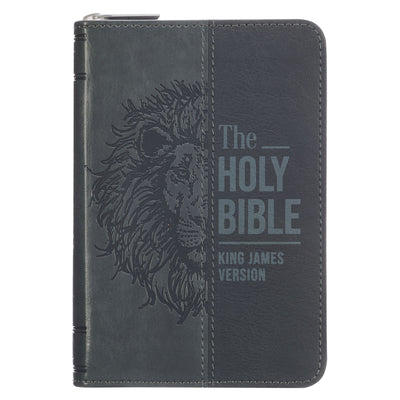 Cover Image for KJV Bible Mini Pocket (Faux Leather, Black/Gray W/Zipper) -- Christian Art Gifts, Imitation Leather