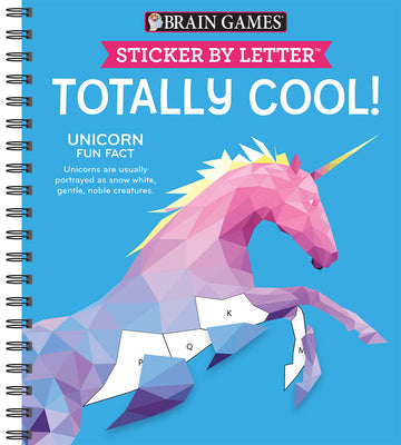 Cover Image for Brain Games - Sticker by Letter: Totally Cool! (Sticker Puzzles - Kids Activity Book) -- Publications International Ltd, Spiral Bound, Comb or Coil