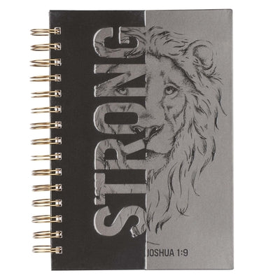 Cover Image for Christian Art Gifts Journal W/Scripture Strong Lion Joshua 1:9, Black and Gray 192 Ruled Pages, Large Hardcover Notebook, Wire Bound -- , Spiral