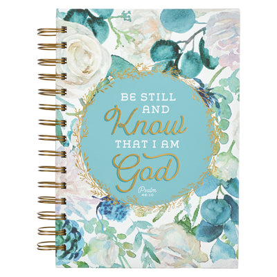 Cover Image for Christian Art Gifts Inspirational Spiral Journal Lined Notebook for Women Be Still and Know Ps. 46:10 Teal 192 Ruled Pages, Large Wire Bound Hardcover -- Christian Art Gifts, Spiral
