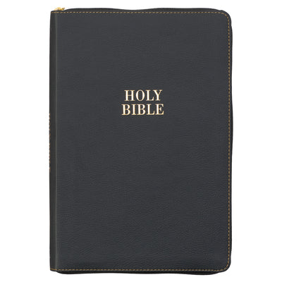 Cover Image for KJV Bible Thinline Large Print (Faux Leather, Black W/Zipper) -- Christian Art Gifts, Leather