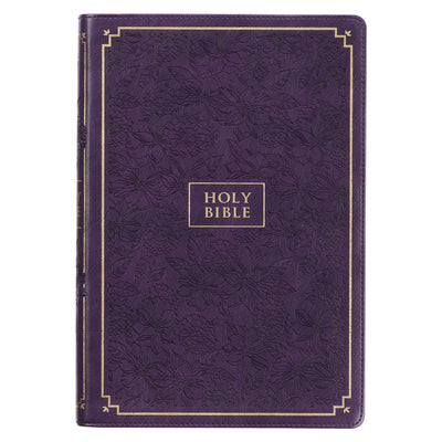 Cover Image for KJV Holy Bible, Giant Print Full-Size Faux Leather Red Letter Edition - Thumb Index & Ribbon Marker, King James Version, Purple Floral -- Christian Art Gifts, Leather