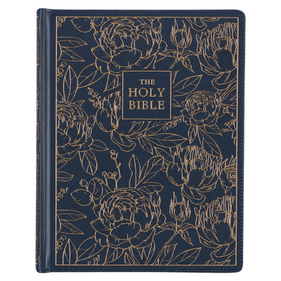 Cover Image for KJV Note-Taking Bible Large Print (Faux Leather Hardcover, Navy W/Gold Floral) -- Christian Art Gifts, Paperback