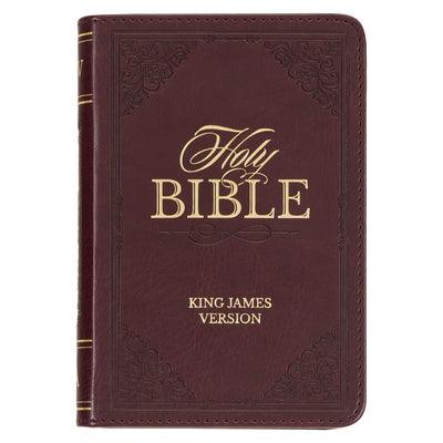 Cover Image for KJV Holy Bible, Mini Pocket Size, Faux Leather Red Letter Edition - Ribbon Marker, King James Version, Burgundy -- Christian Art Gifts, Leather