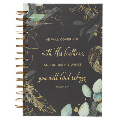 Cover Image for Large Wire Journal He Will Cover You Psalm 91:4 -- Christian Art Gifts, Spiral