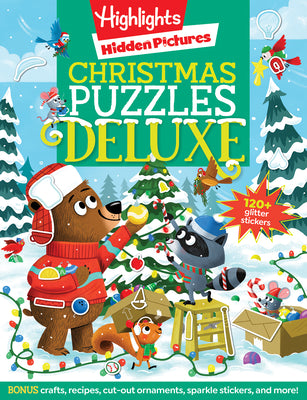 Cover Image for Christmas Puzzles Deluxe: Holiday-Themed Activity Book with Christmas Puzzles and Creative Crafts, Christmas Gift for Kids Ages 4-8 -- Highlights, Paperback