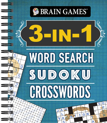 Cover Image for Brain Games - 3-In-1: Word Search, Sudoku, Crosswords -- Publications International Ltd, Spiral