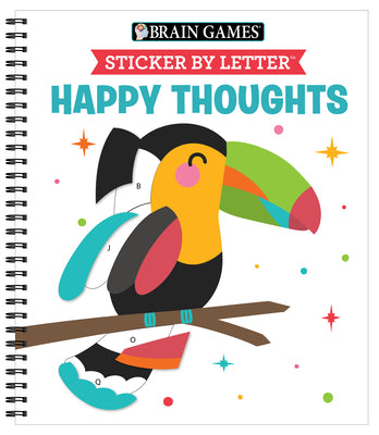 Cover Image for Brain Games - Sticker by Letter: Happy Thoughts -- Publications International Ltd, Spiral Bound, Comb or Coil