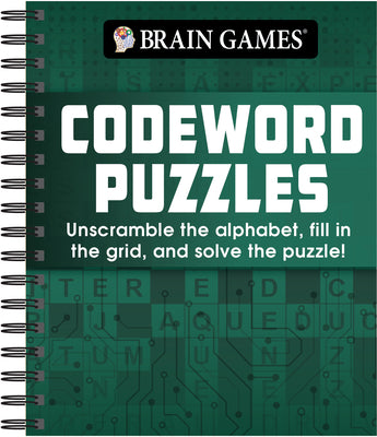 Cover Image for Brain Games - Codeword Puzzle: Unscramble the Alphabet, Fill in the Grid, and Solve the Puzzle! -- Publications International Ltd, Spiral