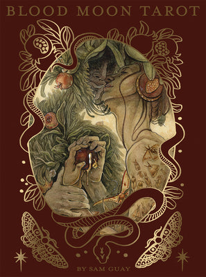 Cover Image for Blood Moon Tarot: Deluxe 78-Card Tarot Deck with Ethereal Watercolor Art, Linen Finish, Burgundy Edges, and Hardcover Book - Gold Foil-Accented Set -- Sam Guay, Other