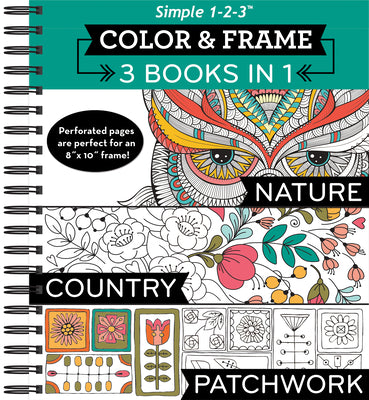 Cover Image for Color & Frame - 3 Books in 1 - Nature, Country, Patchwork (Adult Coloring Book) -- New Seasons, Spiral