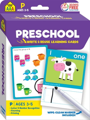 Cover Image for School Zone Preschool Write & Reuse Learning Cards -- School Zone, Cards